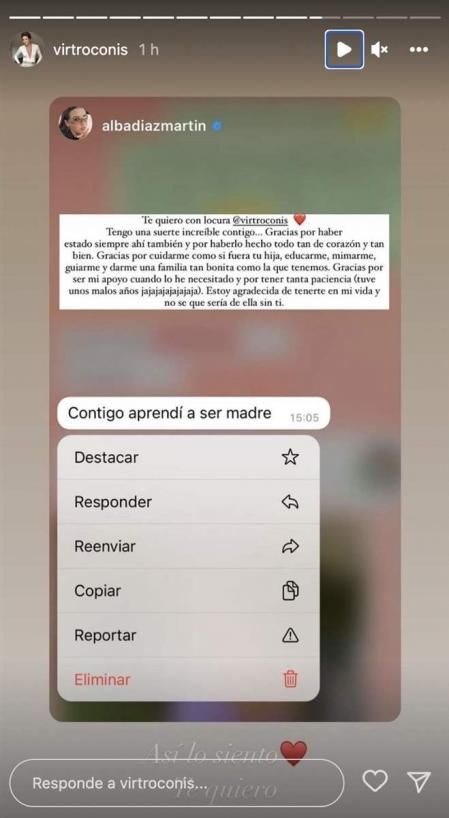 Captura de la conversación entre Virginia y Alba Díaz.