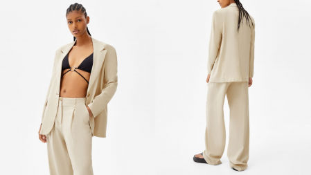 Blazer tejido rústico botón