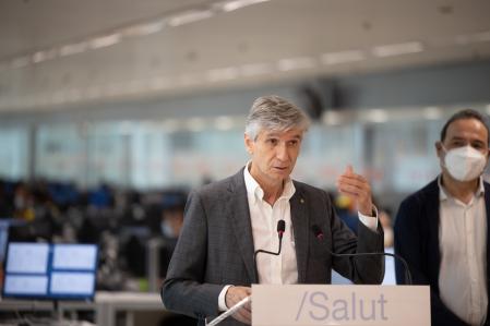 El conseller de Salut, Josep Maria Argimon, durante la presentación de la mesa de salud mental en la sede del SEM