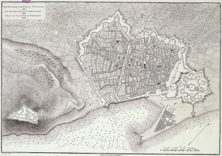 Plano de Barcelona unos años antes de la epidemia, en 1806.