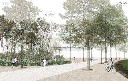 Zona de sombra del parque de Glòries