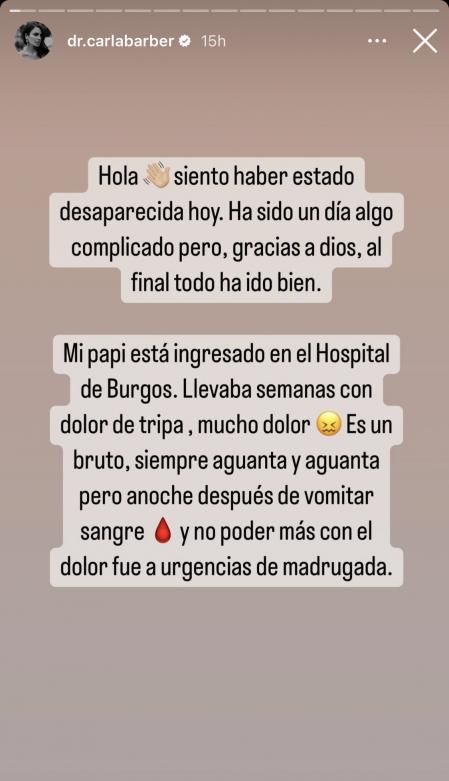 Barber cuenta la situación a sus seguidores