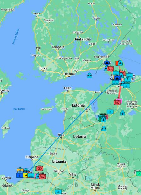 Detalle de las bases permanentes rusas en Kaliningrado y San Petersburgo