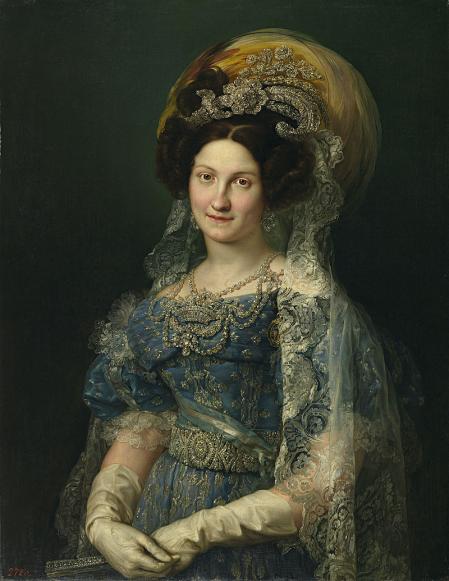 Retrato de la reina María Cristina de Borbón-Dos Sicilias (1806-1878), que fue reina consorte de España por su matrimonio con Fernando VII, de quien fue la cuarta esposa, y madre de la reina Isabel II de España.