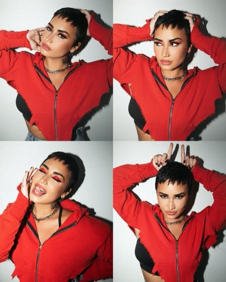 Demi Lovato con su corte de pelo 'pixie' con mini flequillo