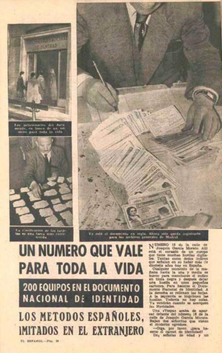 eportaje en el semanario ‘El Español’ sobre la implantación del DNI en España, 1951