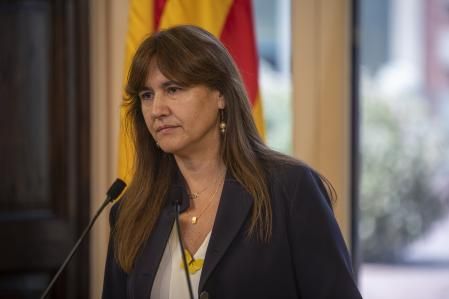 Laura Borràs comparece tras la decisión de la mesa del Parlament de suspender su cargo