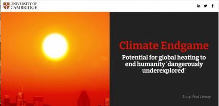 Portada de la página web de la Universidad de Cambridge dedicada a presentar el nuevo estudio sobre cambio climático  .