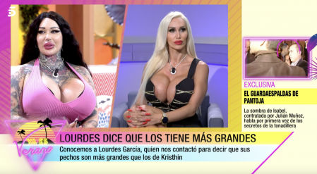 ​'Ya es verano' ha reunido a dos mujeres, Kristhin y Lourdes, para comprobar en el plató cual de las dos tiene los pechos más grandes de España