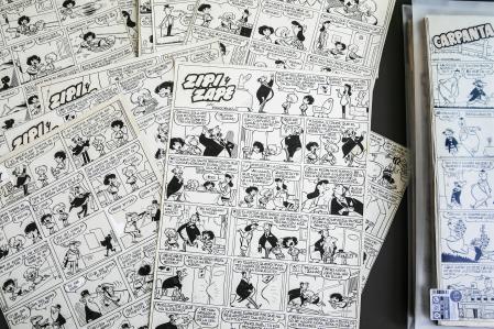 Algunas páginas originales de la serie Zipi y Zape, de Josep Escobar