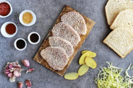 Ingredientes para preparar el bocadillo katsu sando
