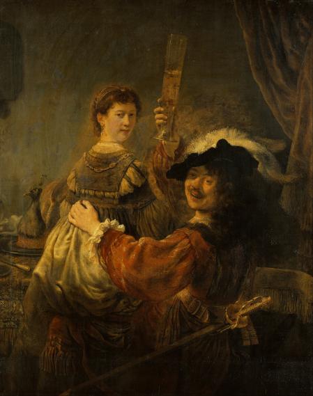 Rembrandt y Saskia en la escena del hijo pródigo, 1635