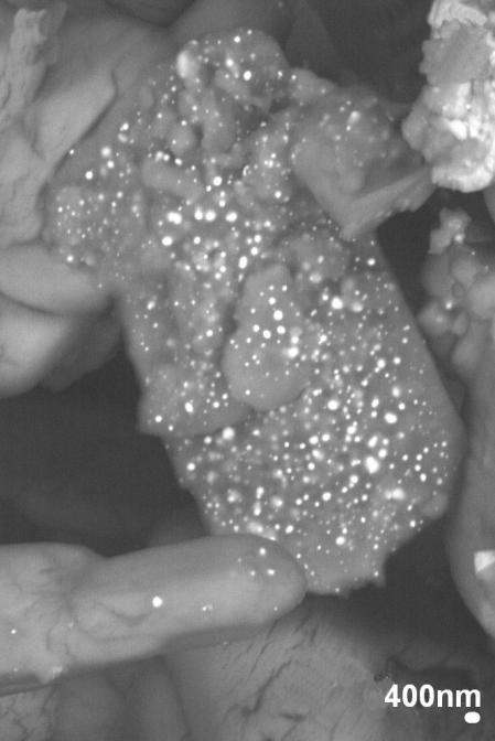 Nanoesferas de oro observadas con microscopía de muy alta resolución.