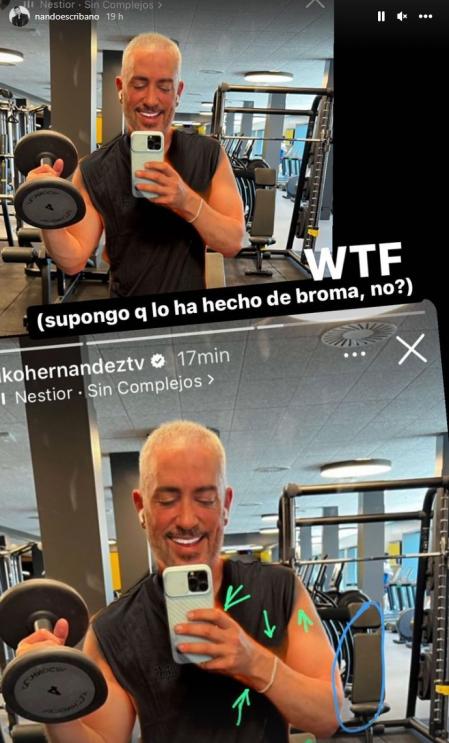 El periodista Nando Escribano fue uno de los primeros en comentar el posible retoque de la imagen.