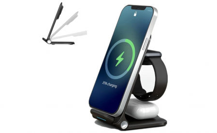 Cargador inalámbrico 3 en 1 Qi rápido de SHRRADOO