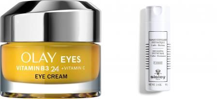 A la izquierda, crema con niacinamida y vitamina C, ilumina e hidrata. De Olay. 34,95 euros. A la derecha, tratamiento híbrido que exfolia, unifica e ilumina en un minuto. De Sisley. 101 euros