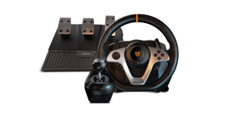Krom K-WHEEL PRO Juego de volante, pedales y cambio (PC, PS3, PS4, Xbox y Switch)
