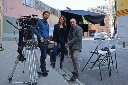 Botto, Cruz y Tosar en una pausa del rodaje