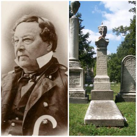 Un retrato y la tumba de Bonneville