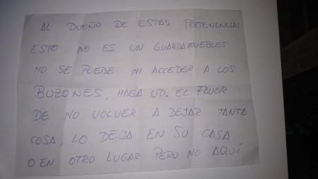 La nota del vecino enfadado