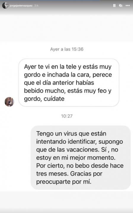 Jorge Javier contestó sin reparos a uno de sus detractores.