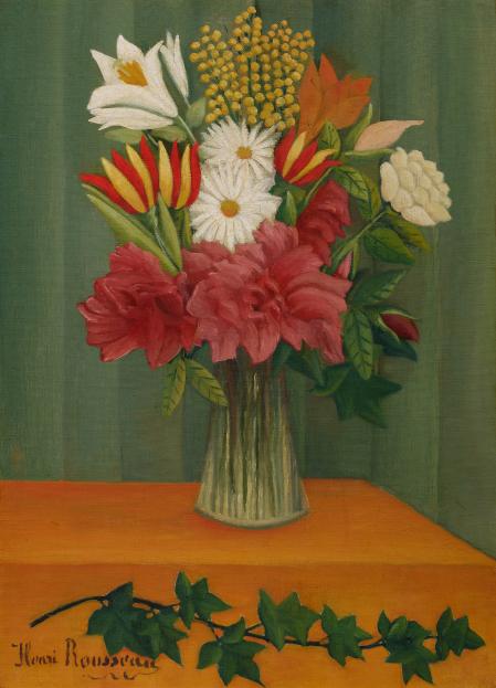 Henri Rousseau, Vase de fleurs à la branche de lierre, première version, 1901-02