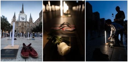 Tres escenas del acto ante la catedral