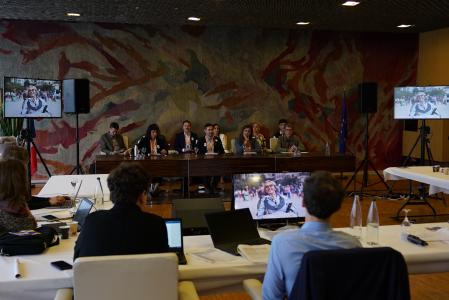 El equipo de València en la defensa de la candidatura