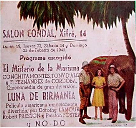 Programa de películas del Salón Condal.