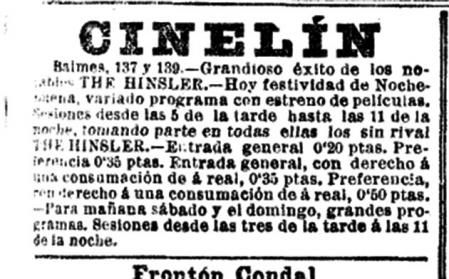 Anuncio del Cinelín.