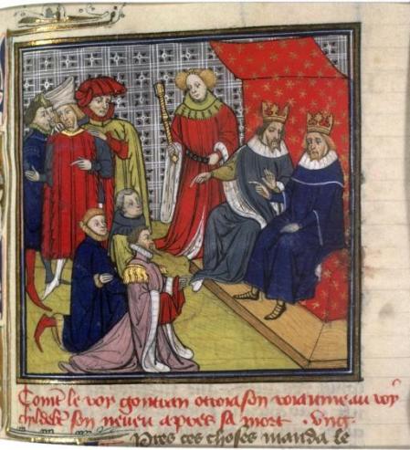 Gontrán y su sucesor, Childeberto II.