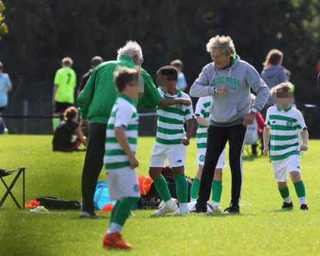 Rod Stewart as coach during soccer match in London