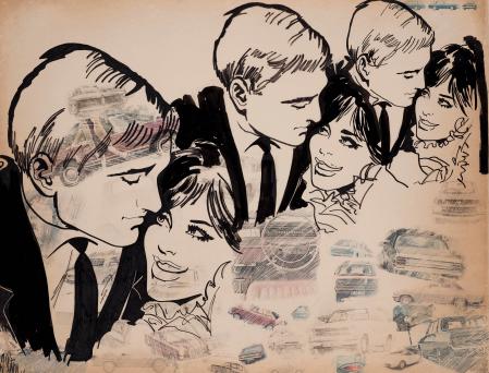 El carro de Venus’  Ana Peters (1966). Frottage, rotulador y acrílico 
sobre papel encolado a táblex