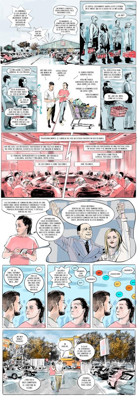 'Economía de andar por casa', un cómic periodístico de Oriol Malet y Manel Pérez