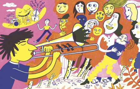 Ilustración de Katja Spitzer para '¡Ey, ey, ey, Taxi! de Saša Stanišić