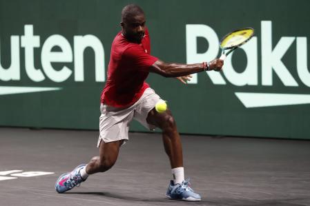El estadounidense Frances Tiafoe, durante un entrenamiento en Málaga