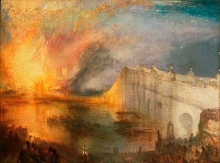 Incendio del palacio de Westminster en 1834, por Turner