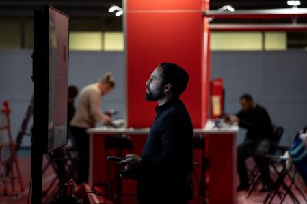 Un aspecto, hoy, de los preparativos del montaje