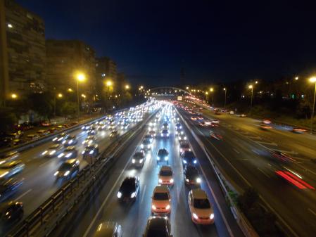 Imagen nocturna de la M-30&nbsp;