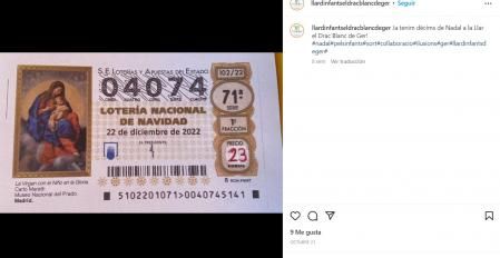 Anuncio en el Instagram del jardín de infancia del número de la lotería de este año