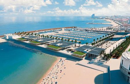 Recreación virtual del Port Olímpic con la nueva zona de restauración