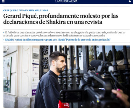 A Piqué le molestó la entrevista de Shakira en 'ELLE'.