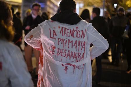 Protesta ante el centro de salud de Lavapiés, el pasado 22 de diciembre