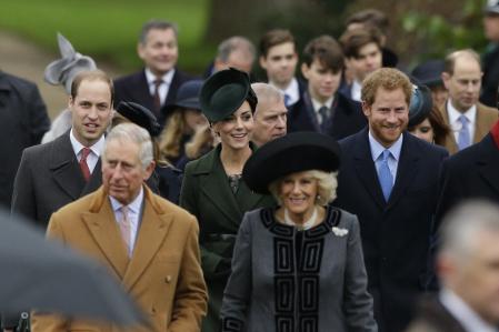 Members of the British royal family attend the traditional Christmas Day church service, at St. Mary Magdalene Church in Sandringham, England, Dec. 25, 2015. In the foreground, Prince Charles, and Camilla, the Duchess of Cornwall, followed by from left, Prince William, Kate, the Duchess of Cambridge and Prince Harry. Prince Harry’s explosive memoir, with its damning allegations of a toxic relationship between the monarchy and the press, is likely to accelerate the pace of change already under way within the House of Windsor following the death of Queen Elizabeth II. (AP Photo/Matt Dunham, File)