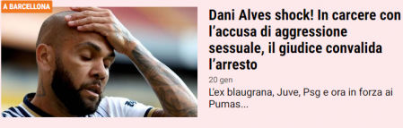 'La Gazzetta Dello Sport', periódico deportivo italiano, también recoge las novedades del 'caso Alves'