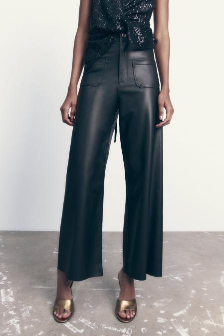 Pantalones culotte de efecto piel de Zara