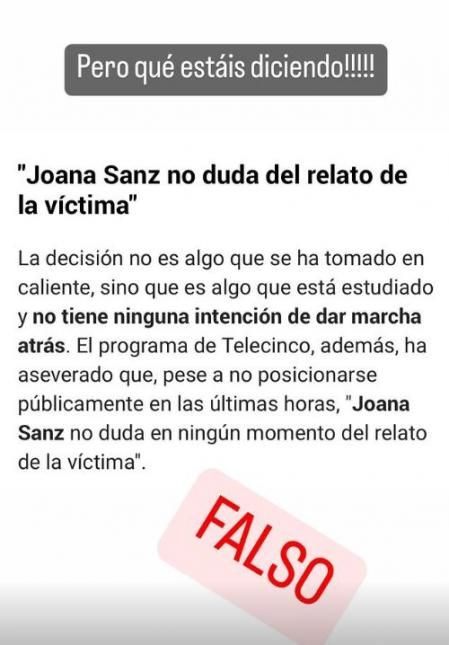 Joana Sanz desmiente parte de la información.