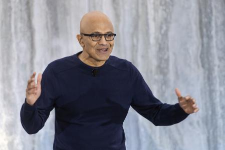 El consejero delegado de Microsoft, Satya Nadella, durante la presentación
