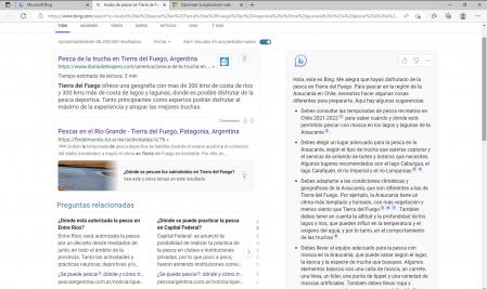 Una búsqueda en el nuevo Bing. A la izquierda, los resultados de siempre. A la derecha, los que da la IA, con la que se puede chatear