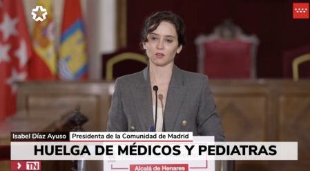 Isabel Díaz Ayuso hace declaraciones sobre la huelga de médicos y pediatras